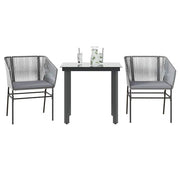 Set da Pranzo da Giardino 3 pz con Cuscini in Polyrattan Vetro 3334625
