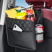Organizzatore per sedile posteriore in pelle PU impermeabile, ripiegabile e universale per auto, con contenitore di stoccaggio per viaggi in auto con bambini, adulti e viaggi in auto.
