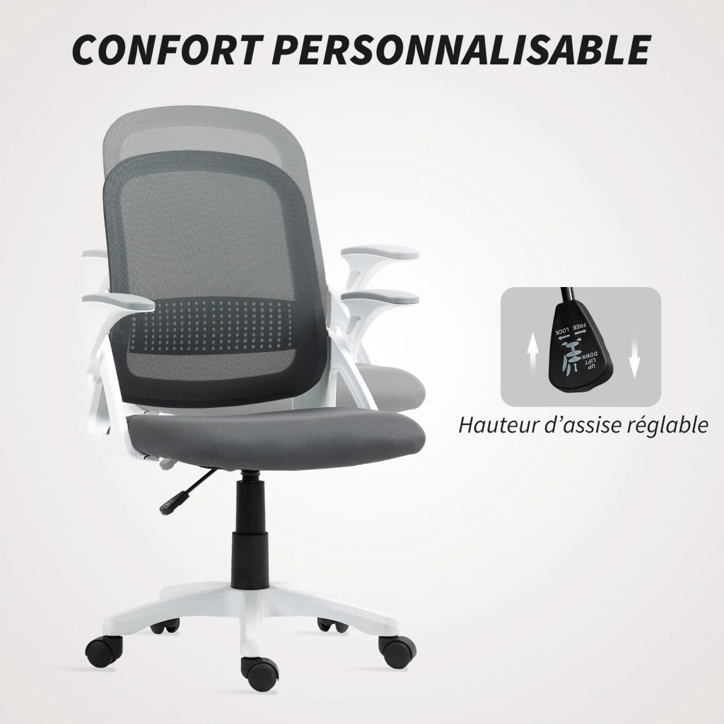 Sedia da ufficio ergonomica ¨C zephmum ¨C grigio, rete, schienale regolabile