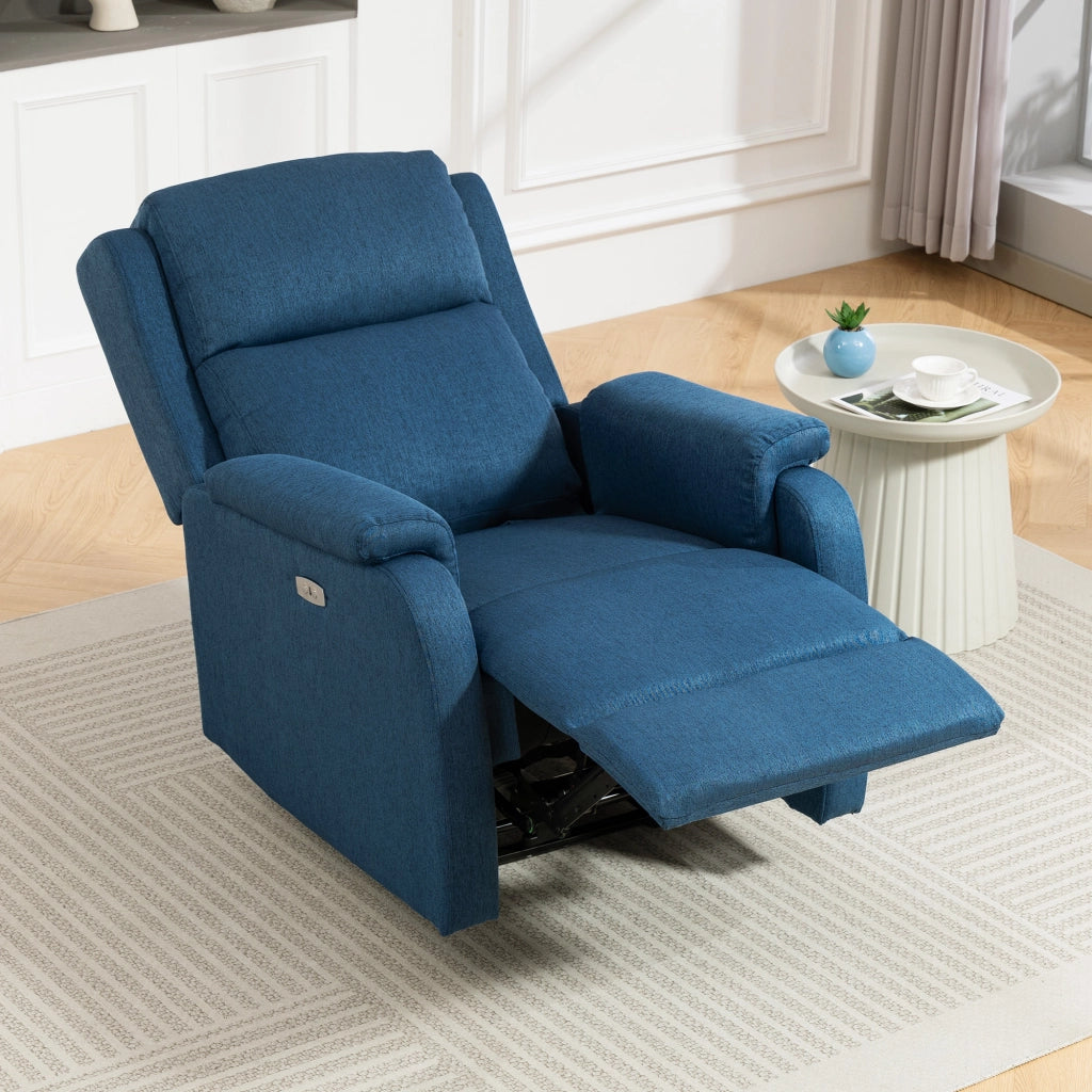 Poltrona Relax Elettrica Reclinabile con Poggiapiedi ¨C Xylo ¨C Tessuto Grigio Scuro 79x90x106 cm