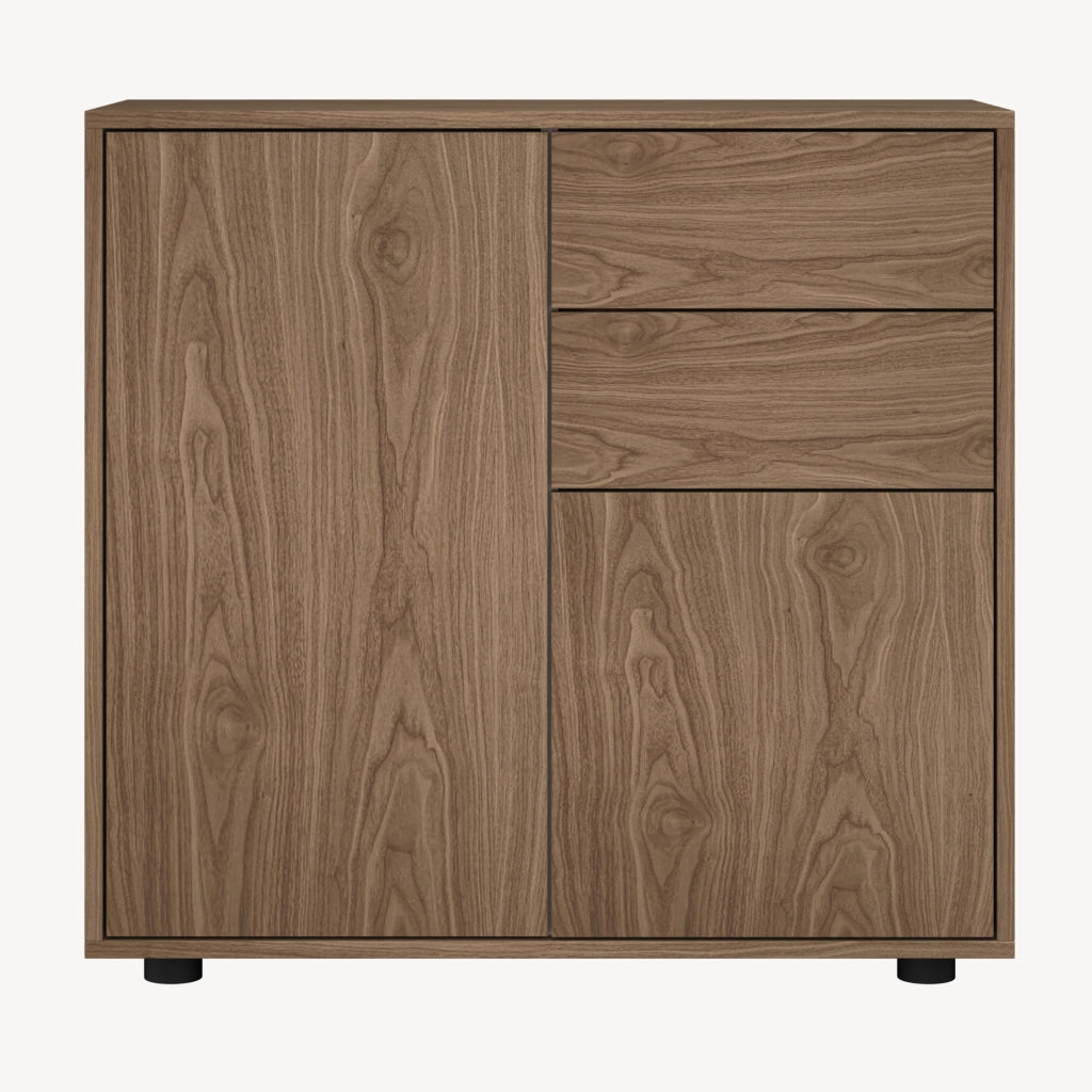 Comò Paarl con 2 Ante e 2 Cassetti 74x79x36 cm - Effetto Noce [en.casa]
