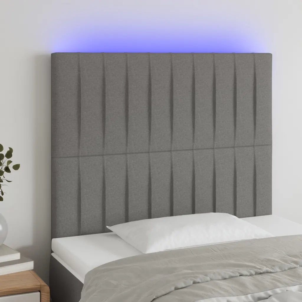 Testiera a LED-Testata con LED Grigio Scuro 80x5x118/128 cm in Tessuto 543552
