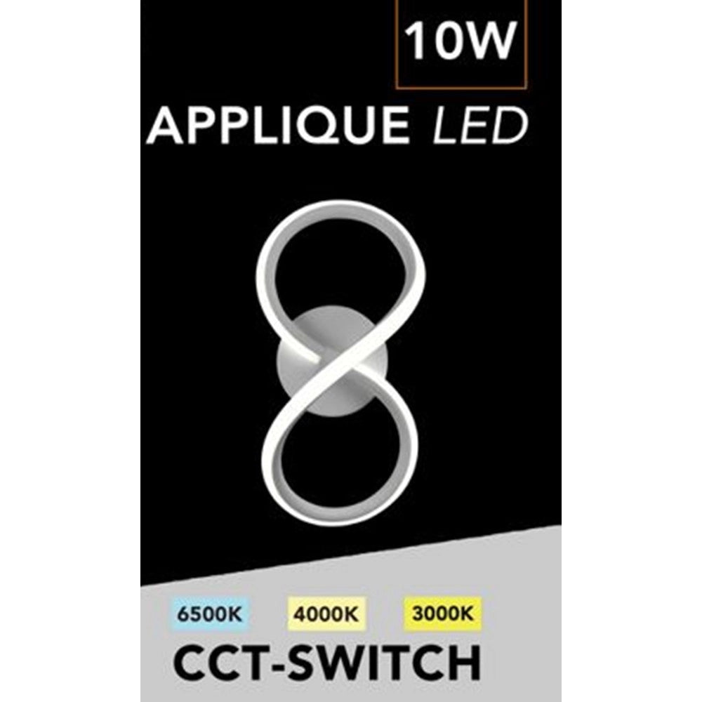 Trade Shop - Applique A Led Da Parete A Forma Di Infinito 10 W Tecnologia Cct Lampada Muro Aq33-b3c -