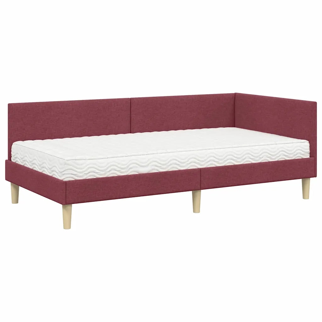 Struttura Letto Angolare con Materasso 2 pcs Grigio Tessuto