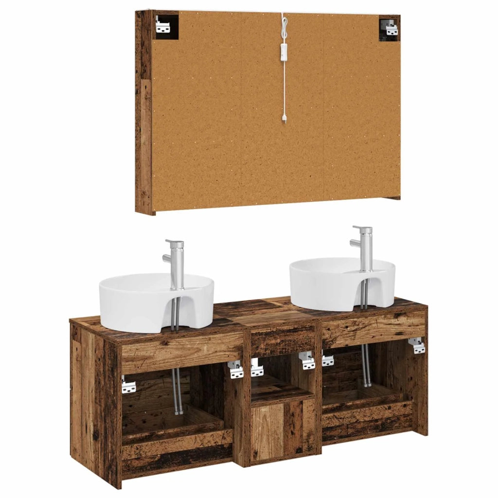 Set di mobili per il bagno 4 pcs Legno antico 3406909