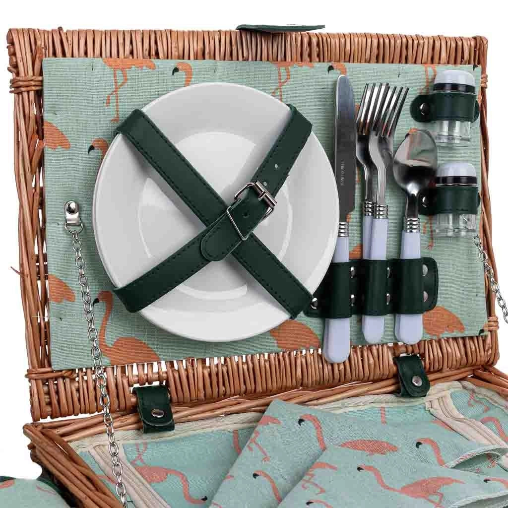 Cestino da picnic per 4 persone, marrone, 38x26x18cm