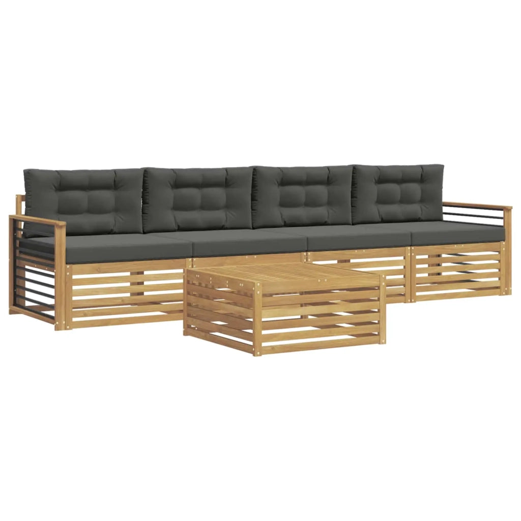 Set di divani da esterno con cuscino 5 pcs Bianco e Antracite