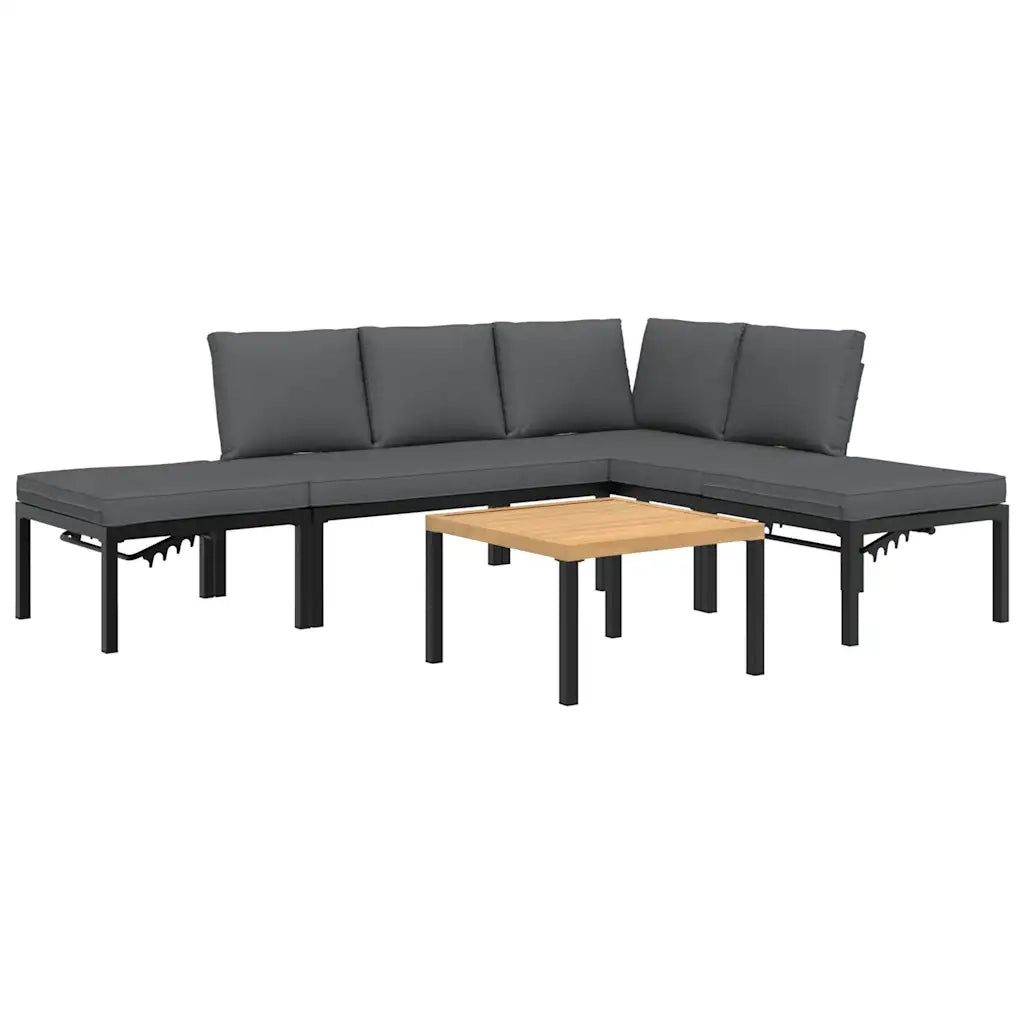 vidaXL Set Divani da Giardino 5 pz con Cuscini in Alluminio Nero