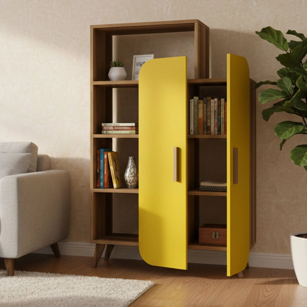 Biblioteca Agni, Libreria 5 Ripiani, 90x32x132h cm Marrone Noce