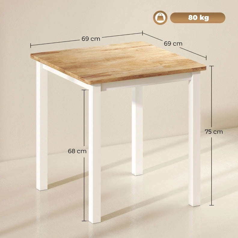 Tavolo da pranzo quadrato in legno di caucciù 69 cm