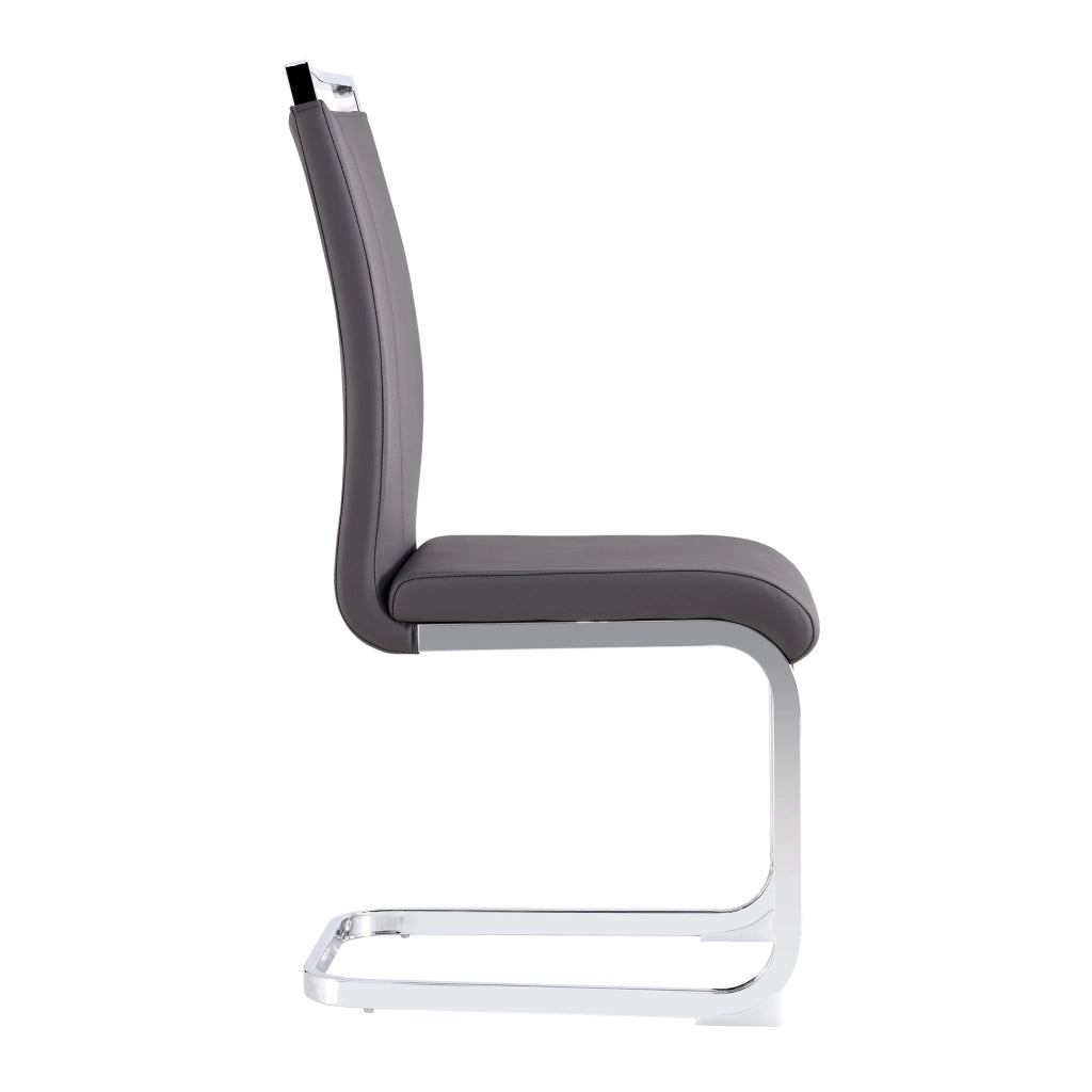 Sedie da Pranzo Imbottite in Similpelle ¨C Xylo ¨C Grigio, Set 4 Pezzi, Gambe in Metallo