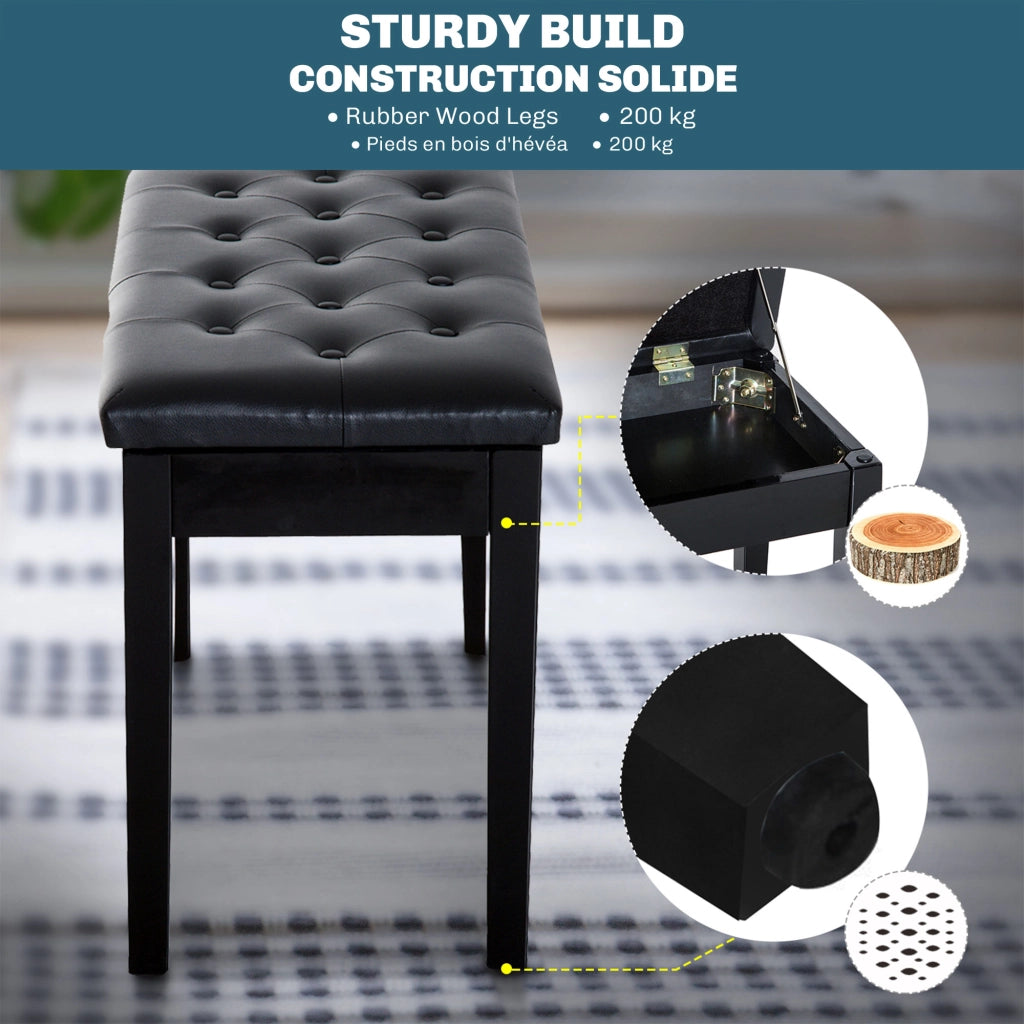 Sgabello con cassetto imbottito ¨C zephmum ¨C nero in tessuto similpelle