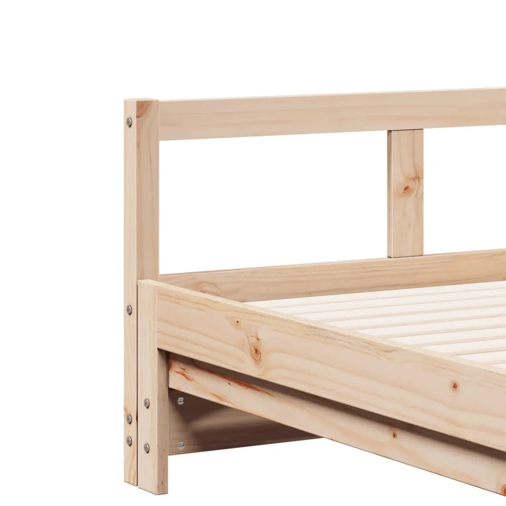 Divano Letto con Rotelle e Materasso 90x190cm Massello Pino