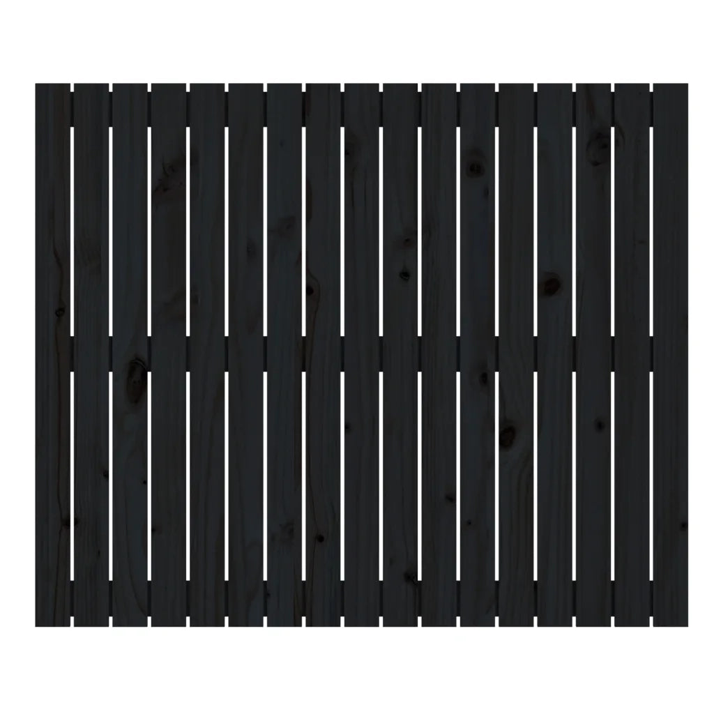 Testiera da Parete Nera 108x3x90 cm in Legno Massello di Pino