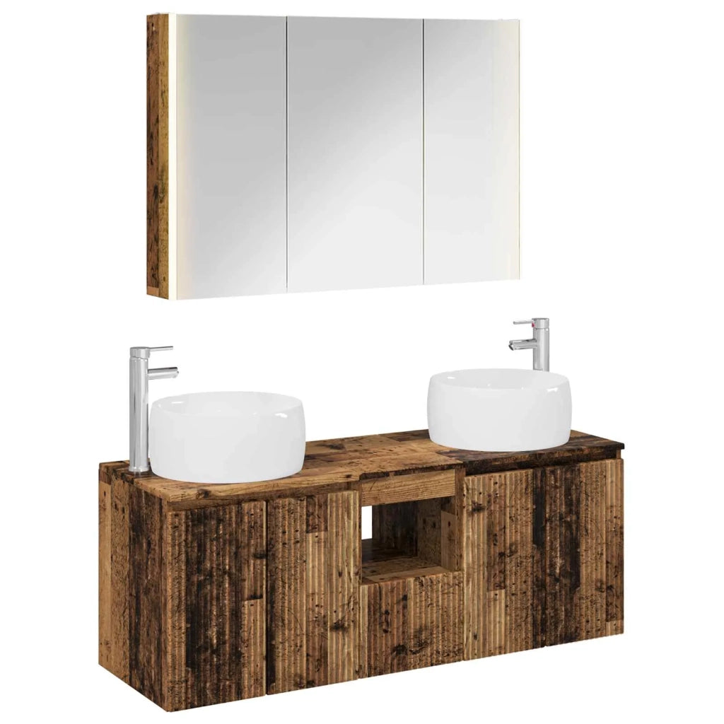 Set di Armadi da Bagno 4 pcs Legno antico Legno ingegnerizzato 3406549