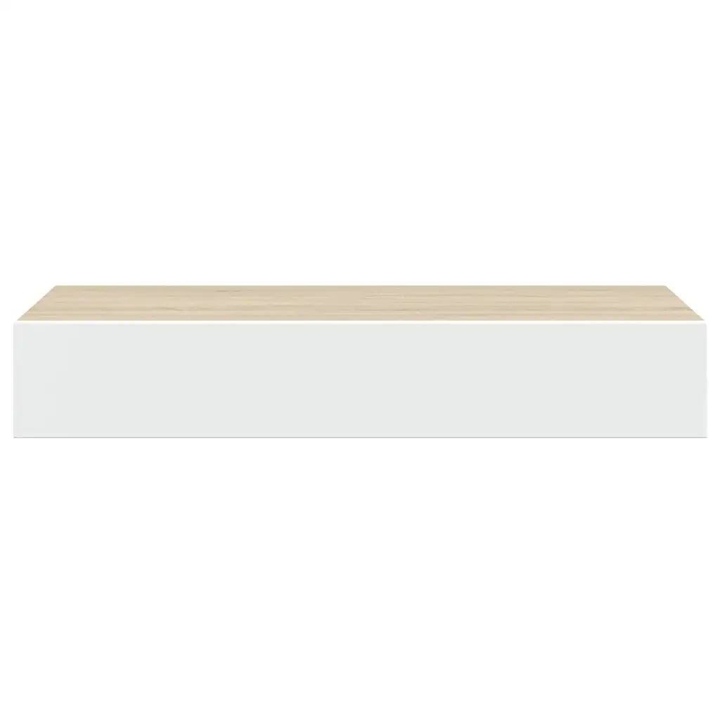 Mensola a muro con cassetti in rovere e bianco 60x23,5x10 cm MDF 330263