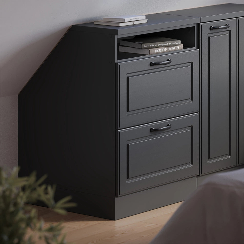 Mobile sottotetto Rion Antracite rustico/Antracite 60 x 83.8 cm con 2 cassetti, carcassa 60 cm profondità Vicco