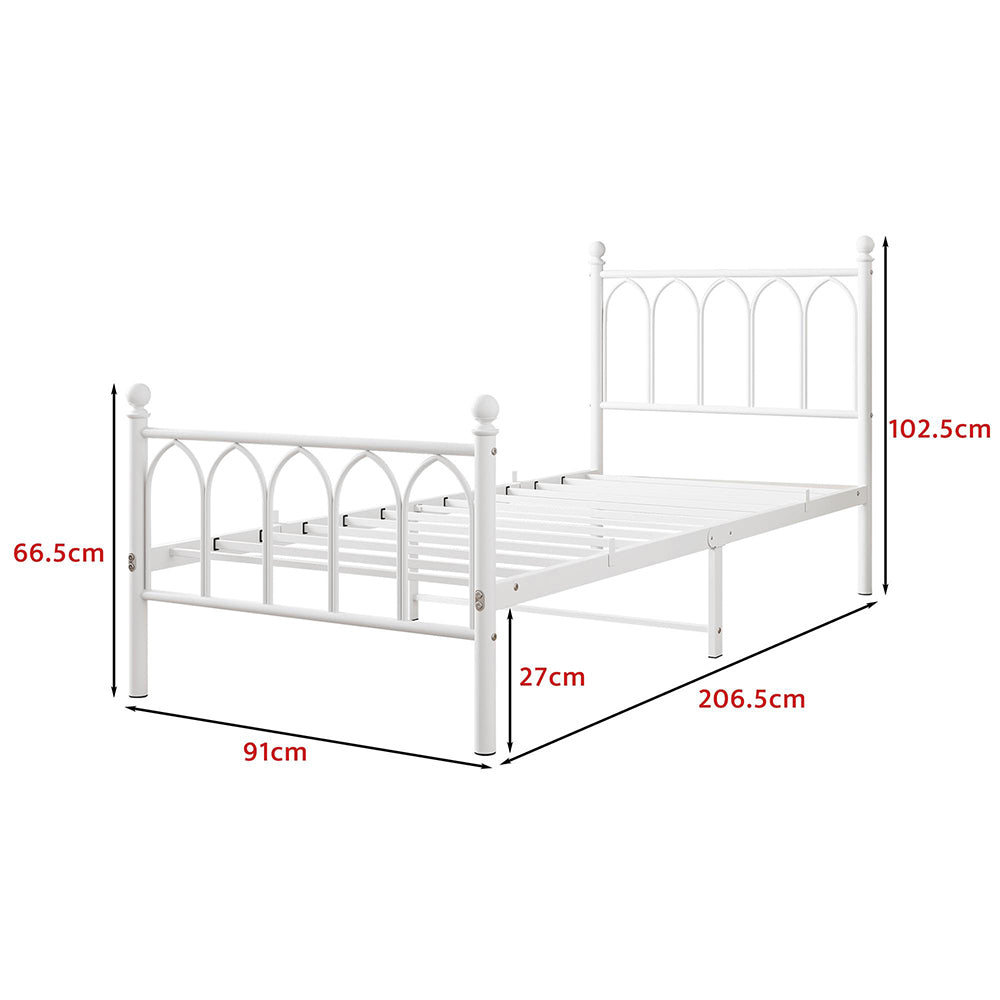 Letto vintage 90x200cm - Xylo - testiera metallo spazio ripiano