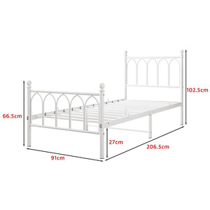 Letto vintage 90x200cm - Xylo - testiera metallo spazio ripiano