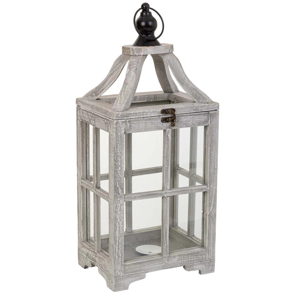 Lanterna in legno bianco 20,5x15,5x48,5h cm
