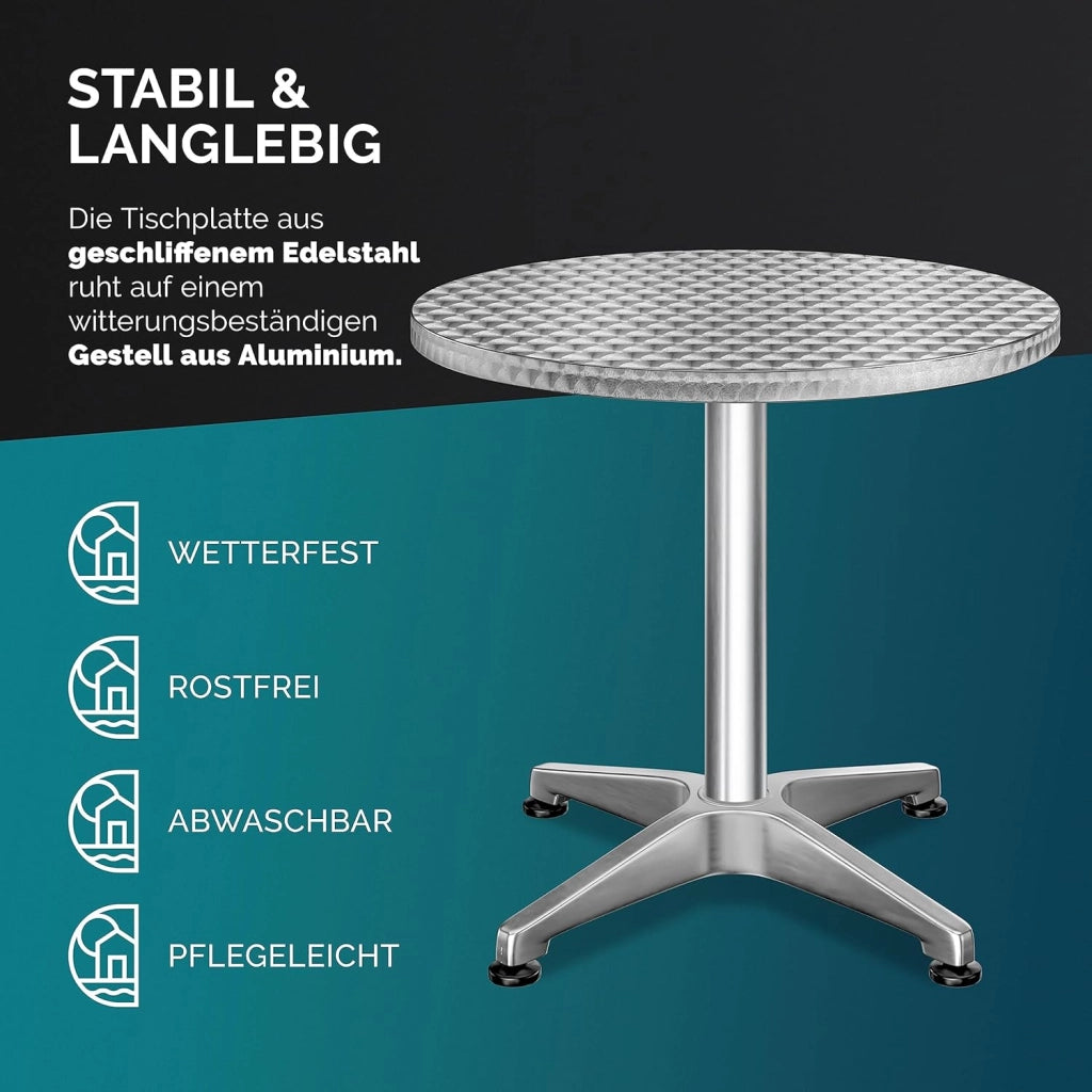 Set di 2 Tavoli da Bar Regolabile 70cm/115cm Alluminio Rotondo Ø60cm Resistente Esterno Tavolo da Bistrò Party