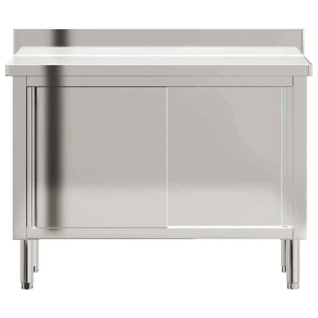 Tavolo da Lavoro per Cucina con Ante Scorrevoli in Acciaio Inox 376441