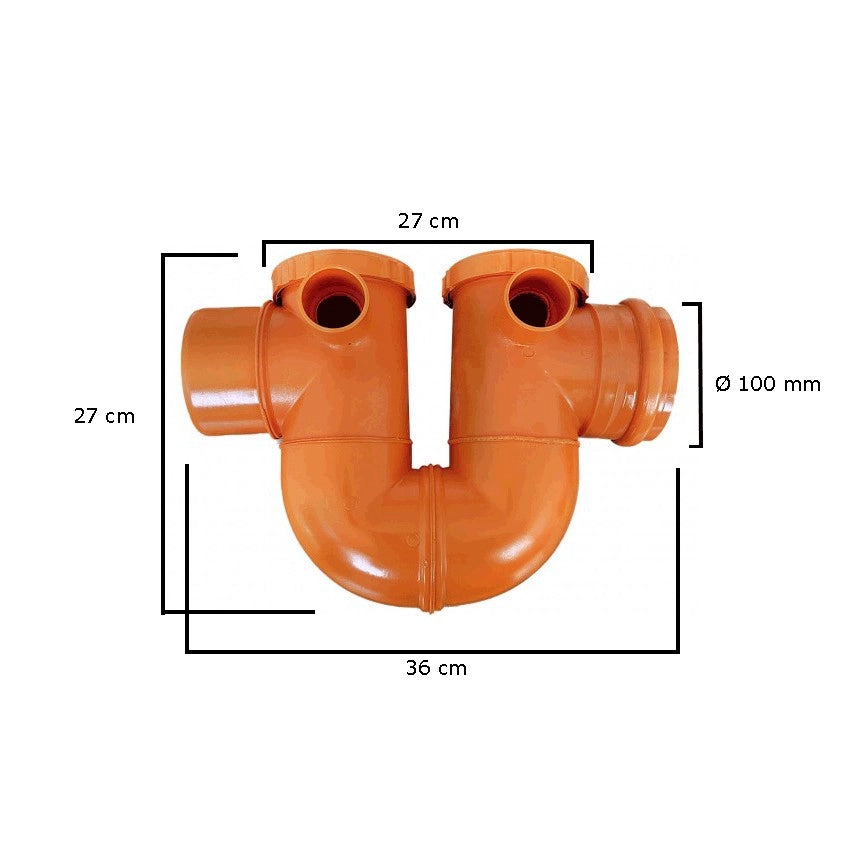 Sifone ad "U" con sfiato fognatura in pvc : Diametro - 100