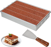 Fornello portatile - forma rettangolare per torta - teglia con superficie antiaderente - lega di alluminio - 4 cavità - spatola per torte