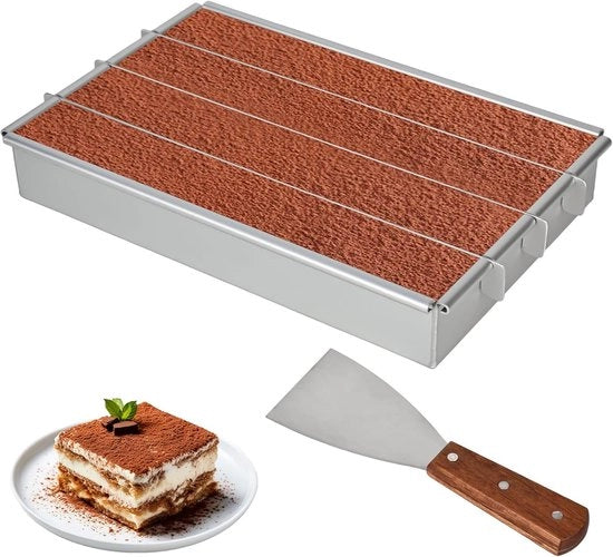Fornello portatile - forma rettangolare per torta - teglia con superficie antiaderente - lega di alluminio - 4 cavità - spatola per torte