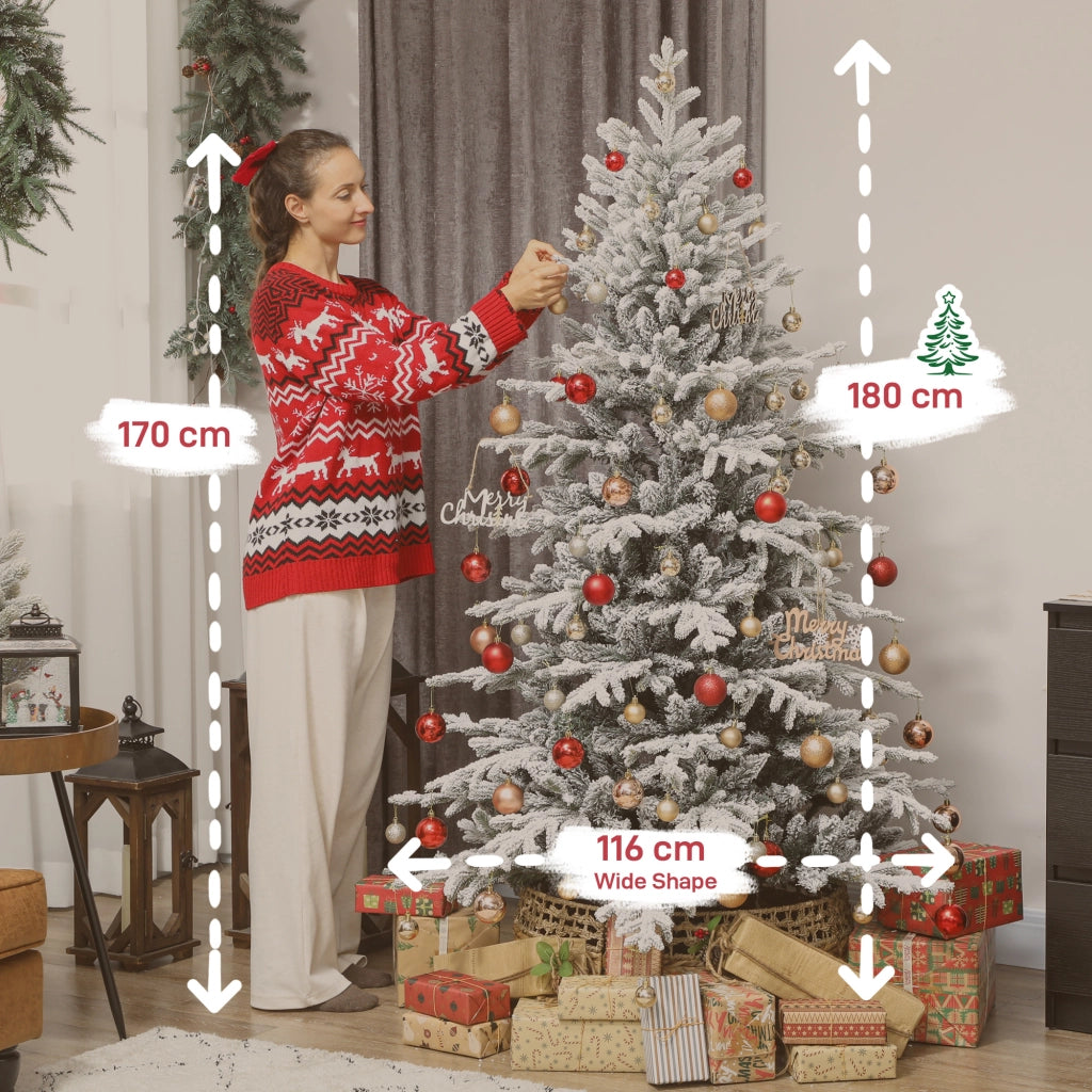 Albero di Natale artificiale innevato 180 cm ¨C zephmum ¨C verde con supporto metallo pieghevole