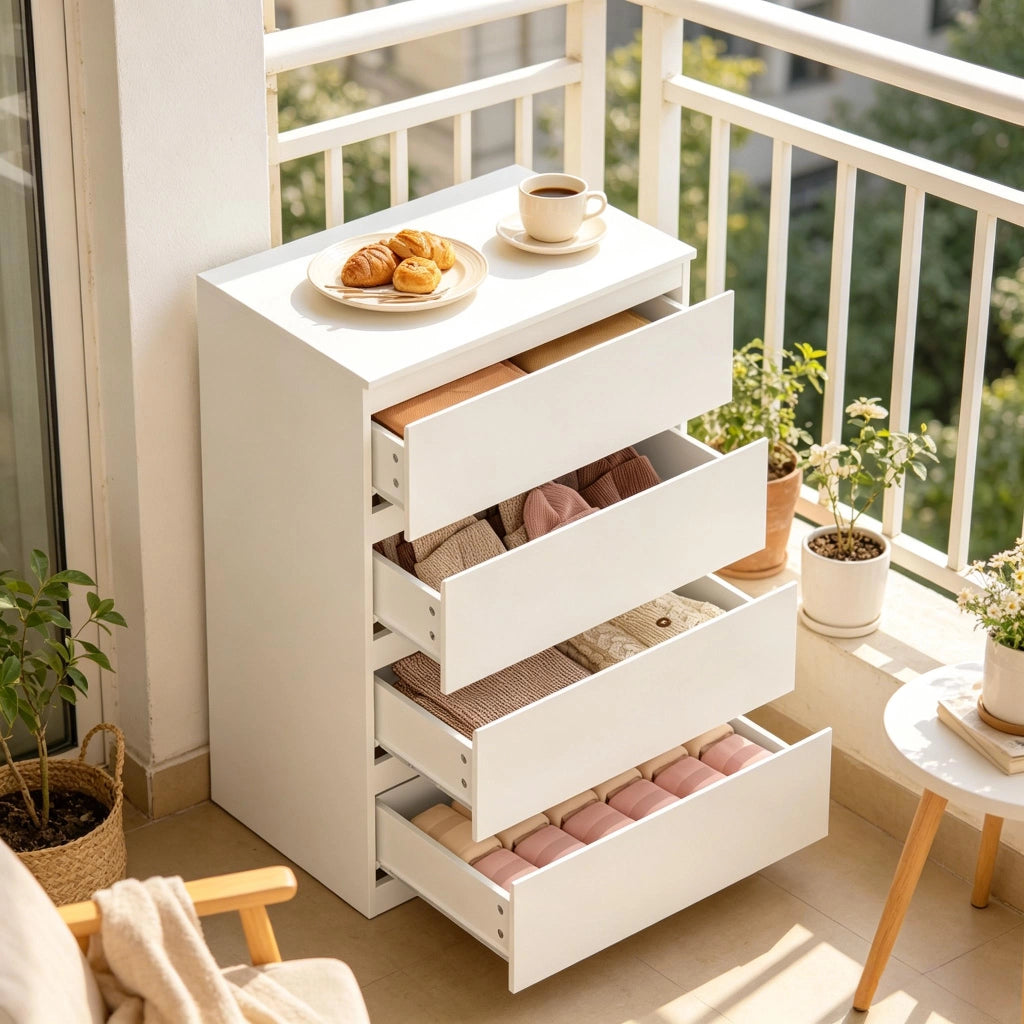 CASSETTIERA 4 cassetti 60 x 90 x 40 cm Bianco in legno