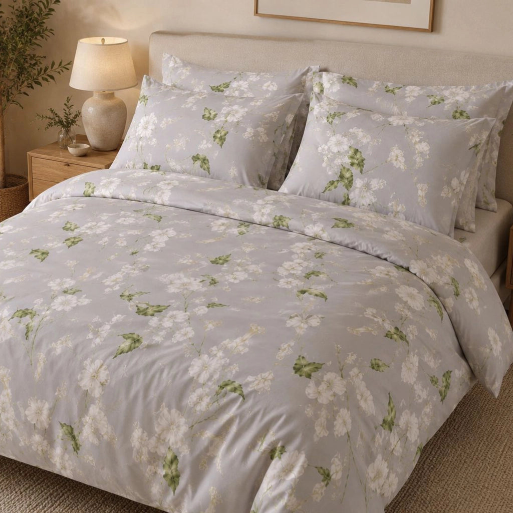 Rovanone, set Completo Letto Matrimoniale in Cotone, Bianco Crema