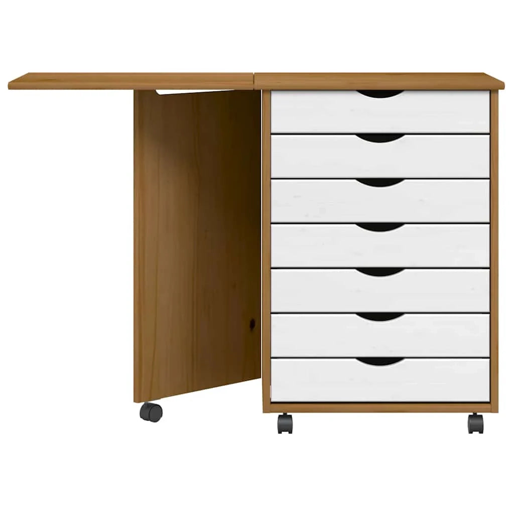 Mobiletto con scrivania pieghevole design pratico contenitore per ufficio 105,5 x 39 x 74,5 cm legno di pino color miele 02_0057658