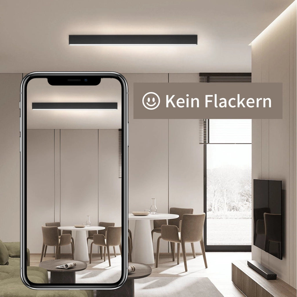 ZMH Lampada da soffitto LED nera 25W lunga 80 cm pannello dimmerabile plafoniera moderna per corridoio camera soggiorno