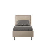 Letto imbottito Singolo 80x210 cm Antea - Similpelle,Tortora,Con rete