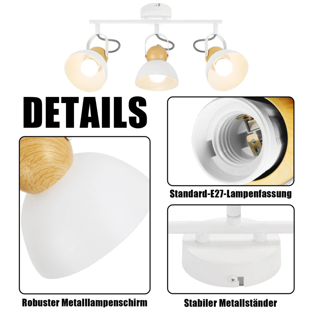 ZMH Faretto da soffitto a 3 luci orientabile a 350° Vintage Plafoniera Soggiorno