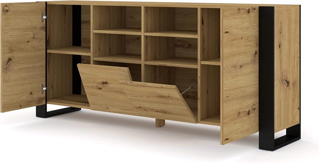 MOBILE COMO' SOGGIORNO MONDI 188x84x40cm ROVERE NERO OPACO