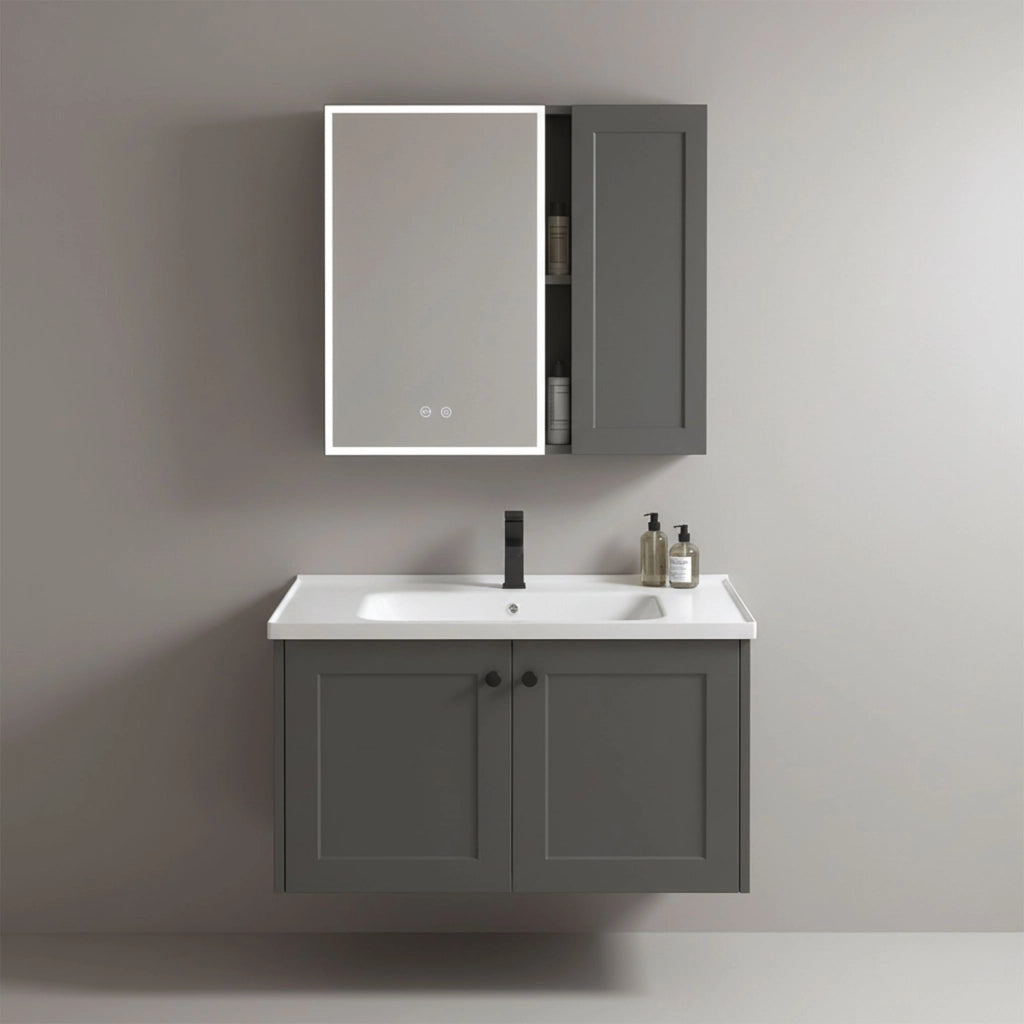 Set Di Mobili Da Bagno Con Lavabo Monti 60cm Grey