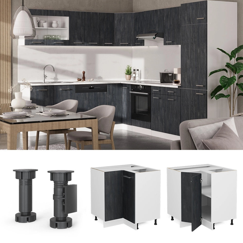 Mobile ad angolo cucina R-Line Calce nera/Bianco 75.6 cm senza piano di lavoro Vicco