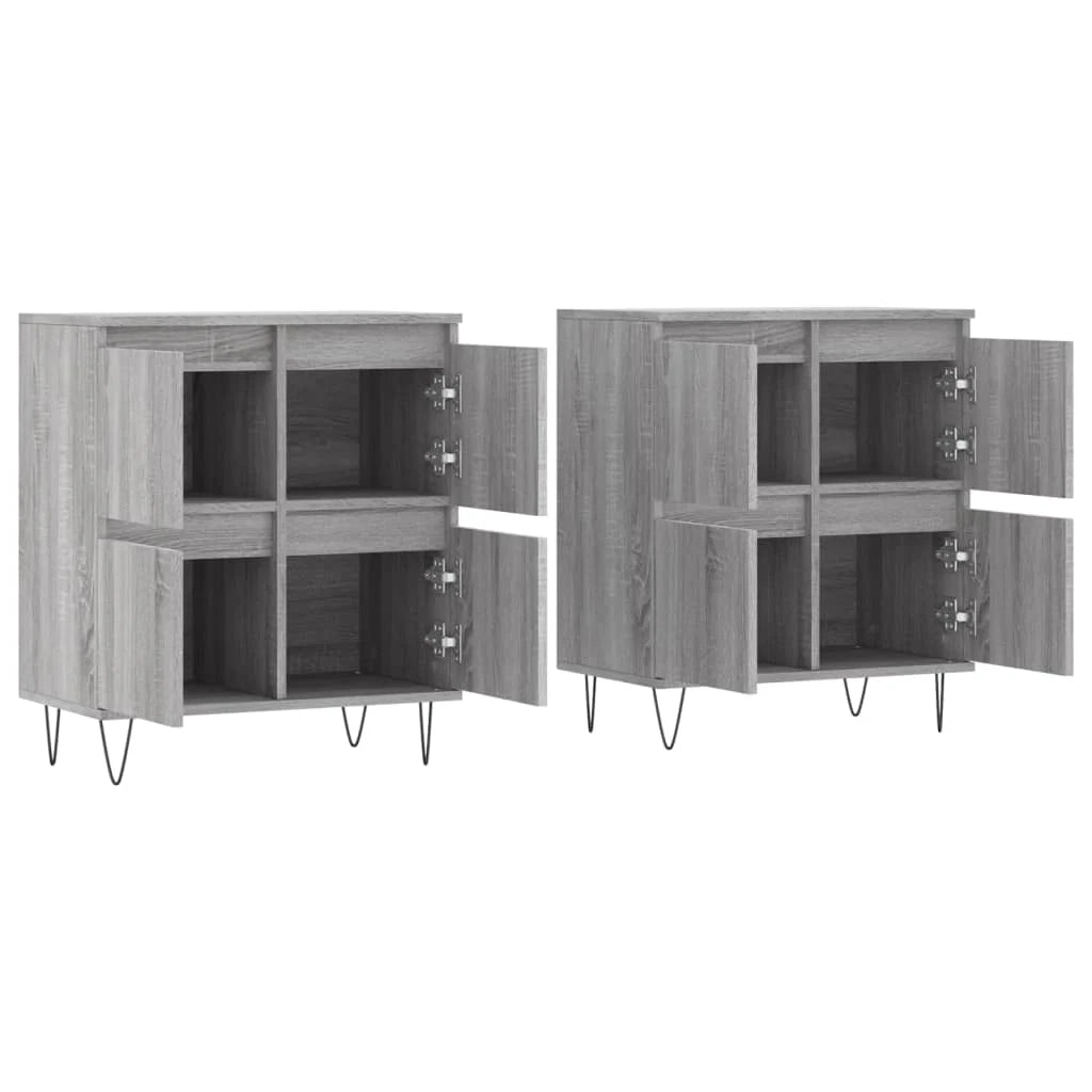 Buffet credenza cassettiera armadio mobile contenitore organizer cucina soggiorno salotti set di 2 legno ingegnerizzato Sonoma grigio 02_0036978