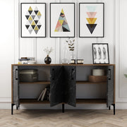 Madia Sinopoli, Credenza 2 Ripiani, 160x35x78h cm Nero Marmo