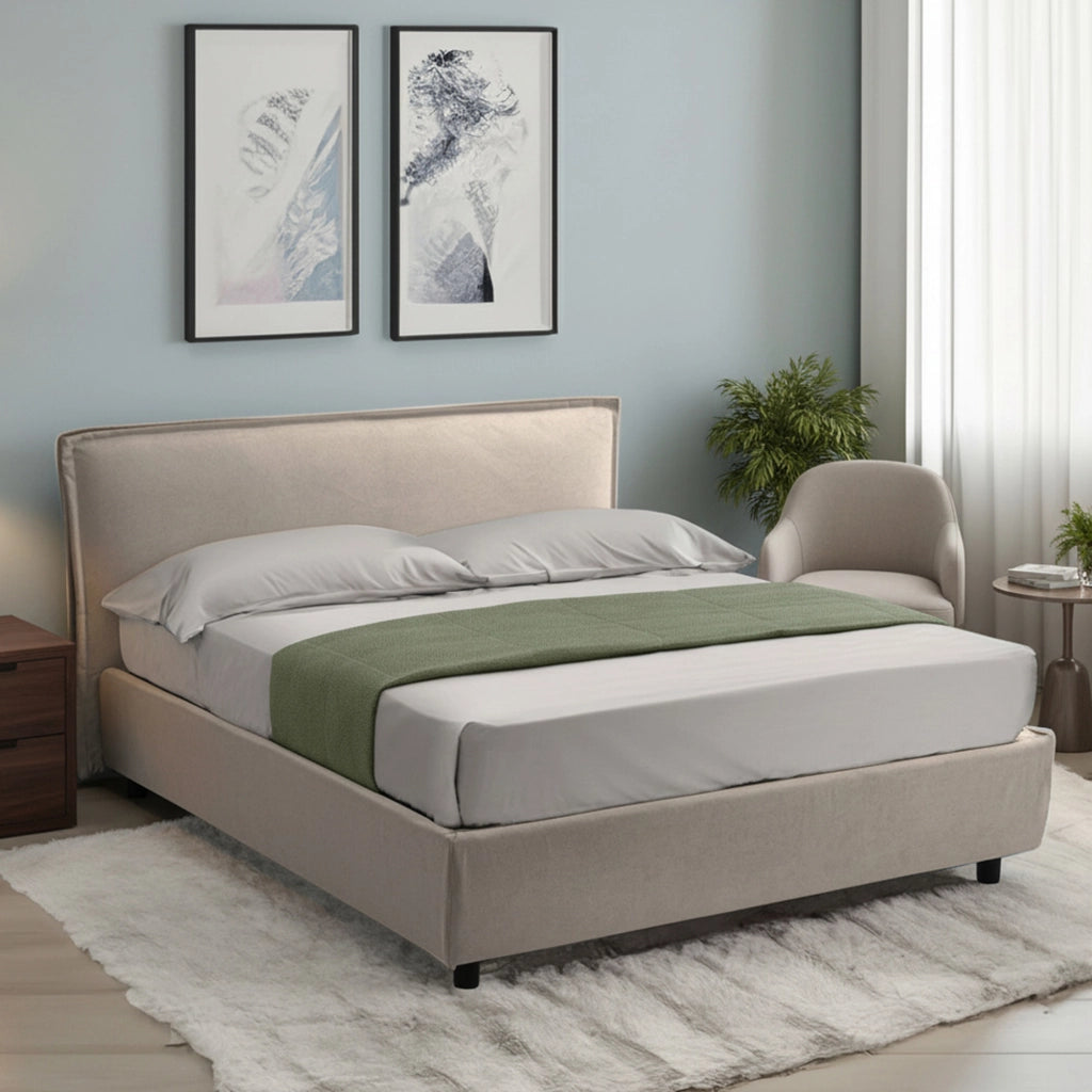 Broni, Letto Alla Francese Materasso Incluso Made in Italy, Grigio Tortora