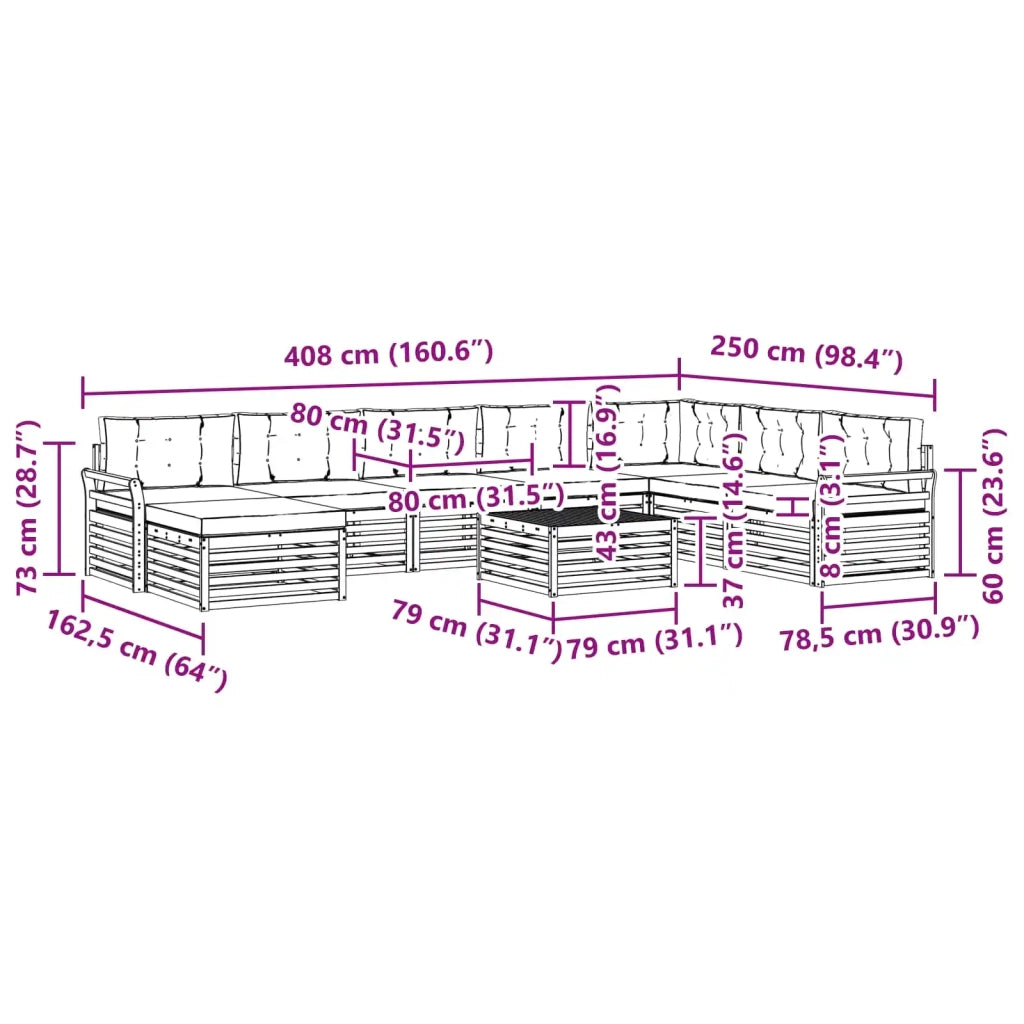 Set di divani da esterno 9 pcs Bianco e Antracite 3391007
