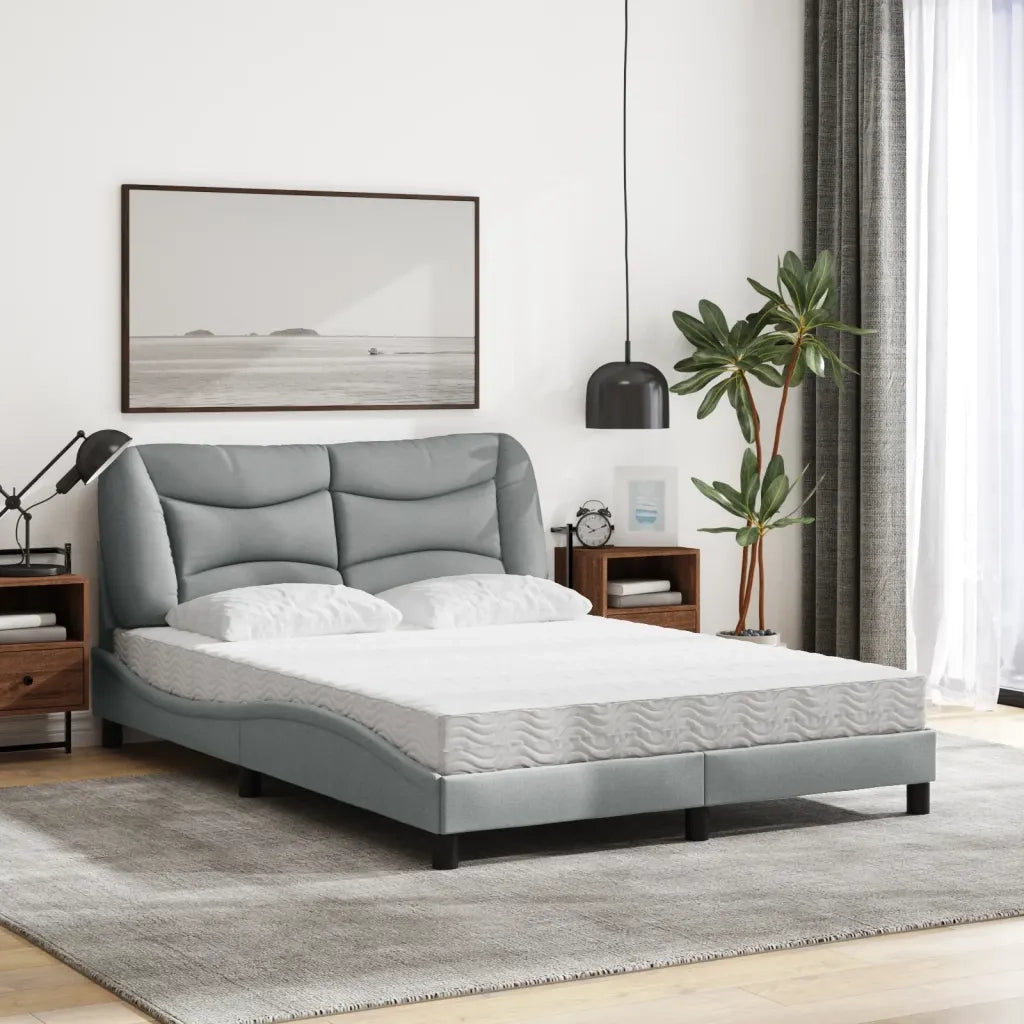 Letto con Materasso Hvar Grigio Chiaro 120x200cm Tessuto
