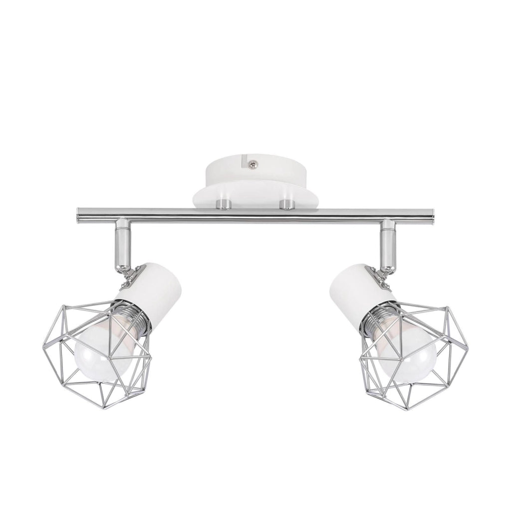 ZMH Faretto da soffitto bianchi 2 luci E14 metallo industriale orientabili 350° per uffici corridoi
