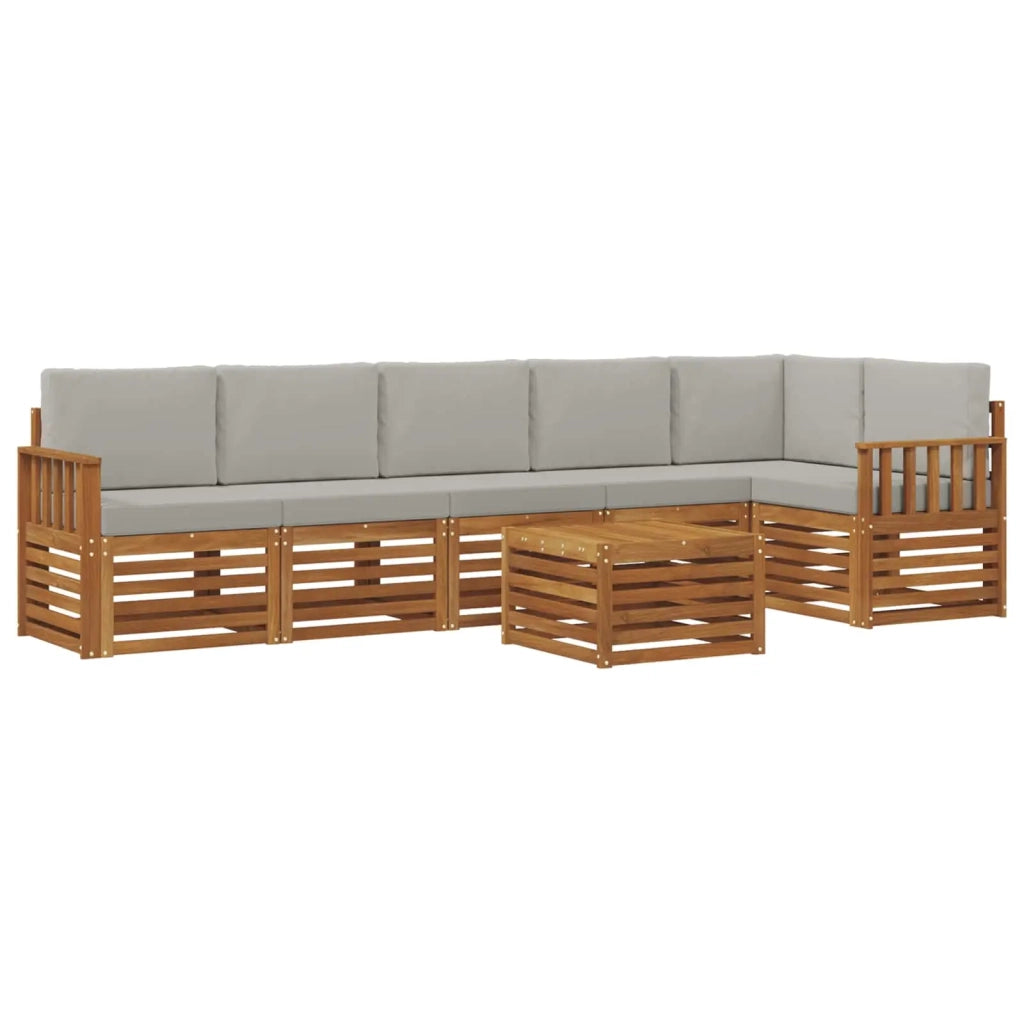 Set divano sezionale con cuscino 7 pcs Grigio Naturale e Chiaro 3374921