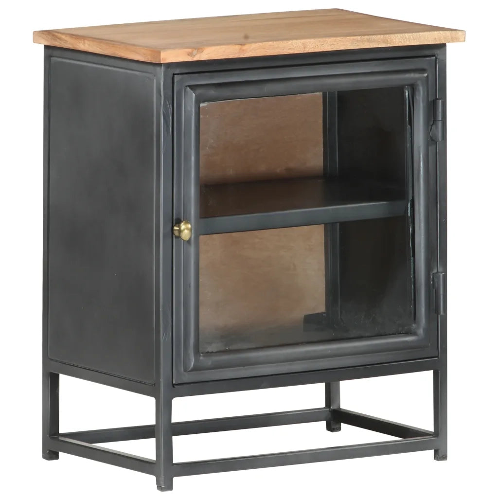 Comodino | Armadio da Notte | Mobiletto da notte Grigio 40x30x50 cm in Legno Massello di Acacia