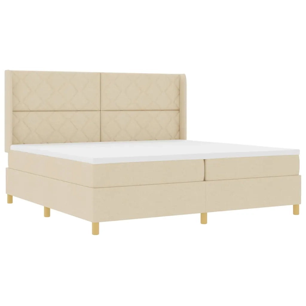 Letto a molle con materasso Crema 200 x 200 cm Tessuto 3341922