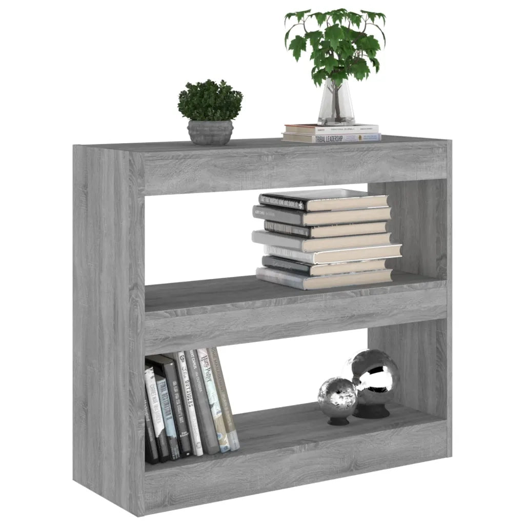 Libreria Divisorio-Scaffale per Libri-Mobile di Stoccaggio Grigio Sonoma 80x30x72 cm