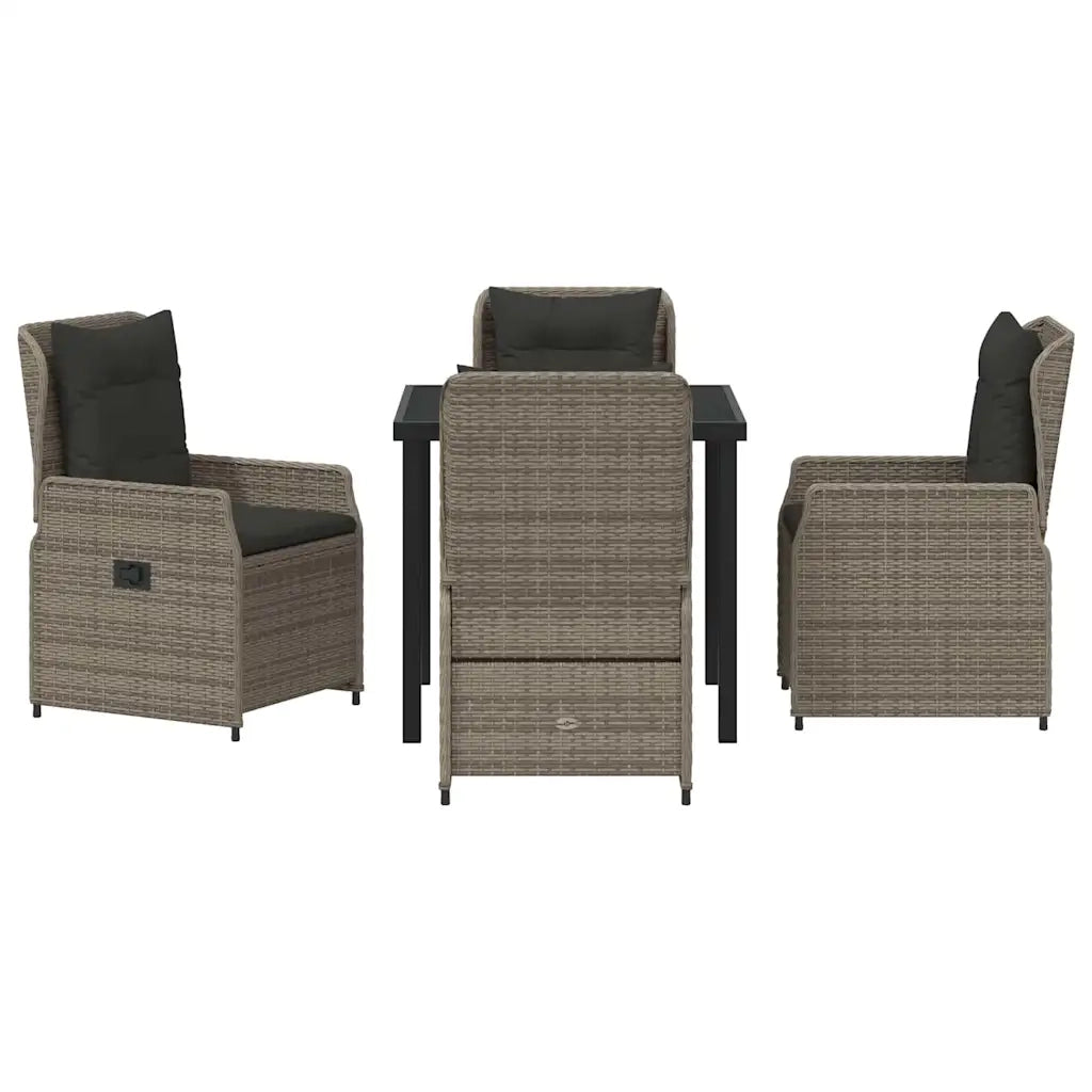 Set da Pranzo per Giardino 5 pcs Grigio polyrattan 3380954